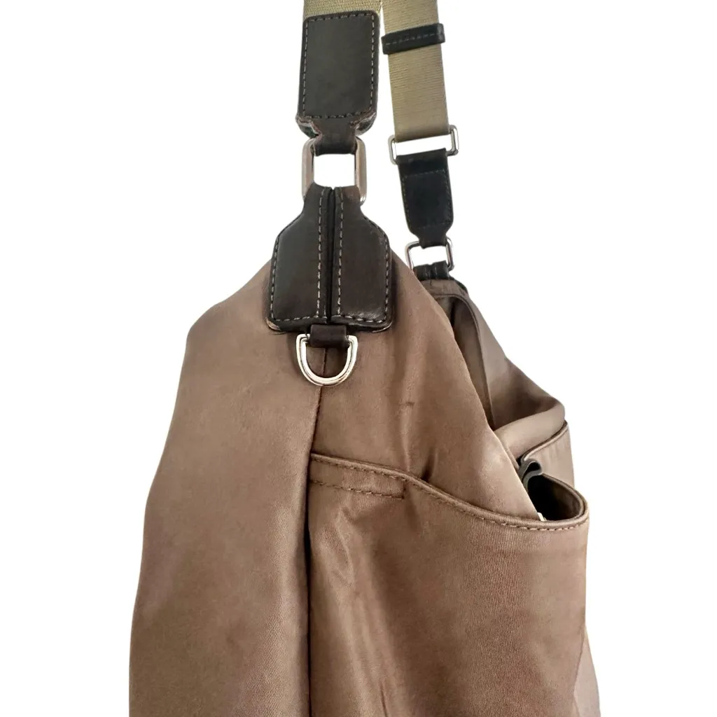 Tumi Nylon Voyageur Venice Hobo Tote Travel Bag Tan Brown - Image 10