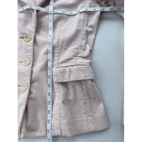 T6 Y2K Vintage Susana Monaco Corduroy Blazer Beige Button Front Jacket Women - Image 4