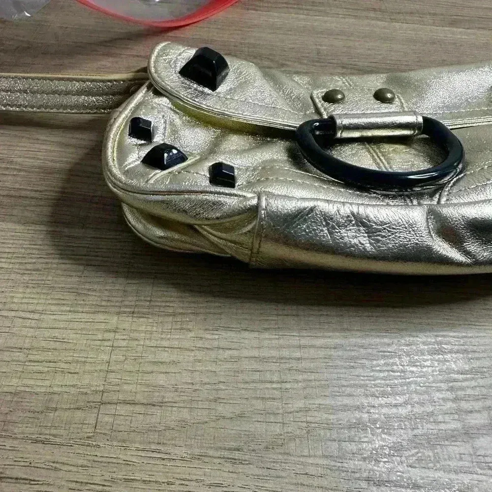 Hayden-harnett gold clutch with black studs - Image 8