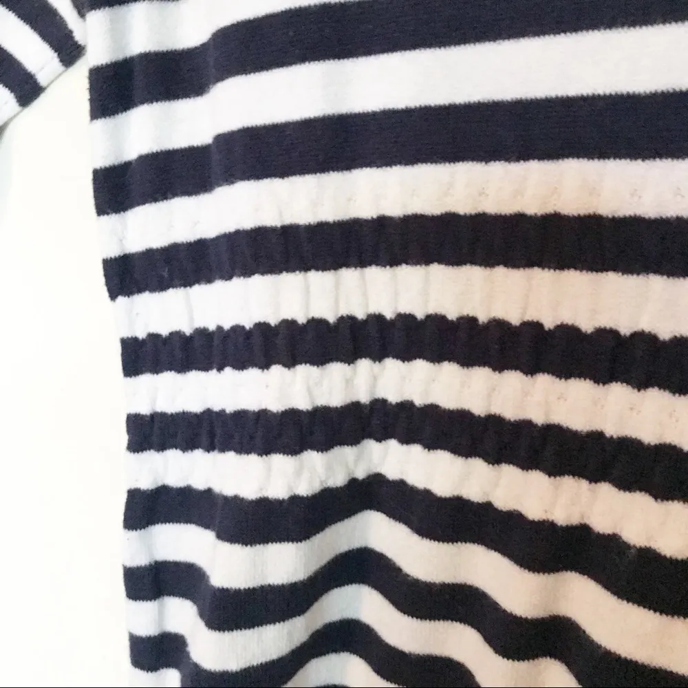 Vineyard Vines  Navy Blue Bow Striped Knit Cotton Blend Sweater Dress girls L 14 - Image 4