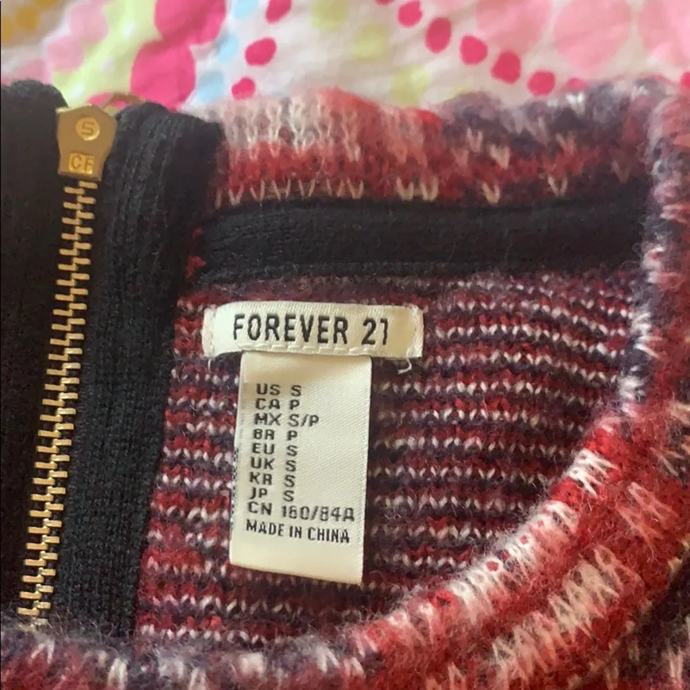 Forever 21 | Plaid Fuzzy Thick Sweater Navy Red S - Image 7