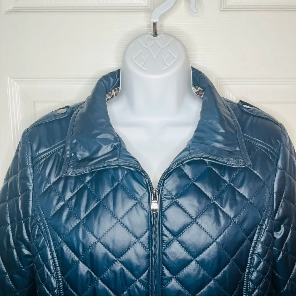 Ellen Tracy Lightweight Insulated Quilted Jacket Zipper Navy Blue M - Image 6