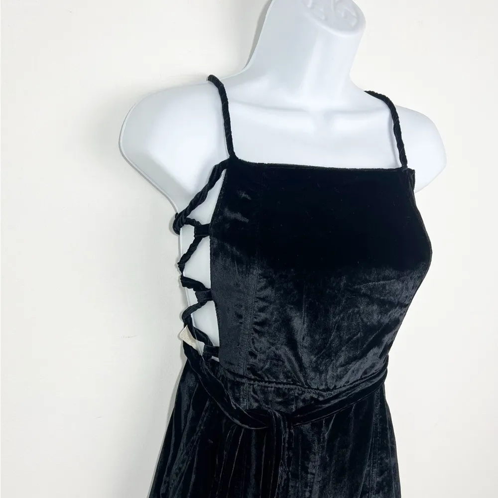 90s Forever Velvet Overall Size Extra Small XS Wide Leg Black NEW - Image 5