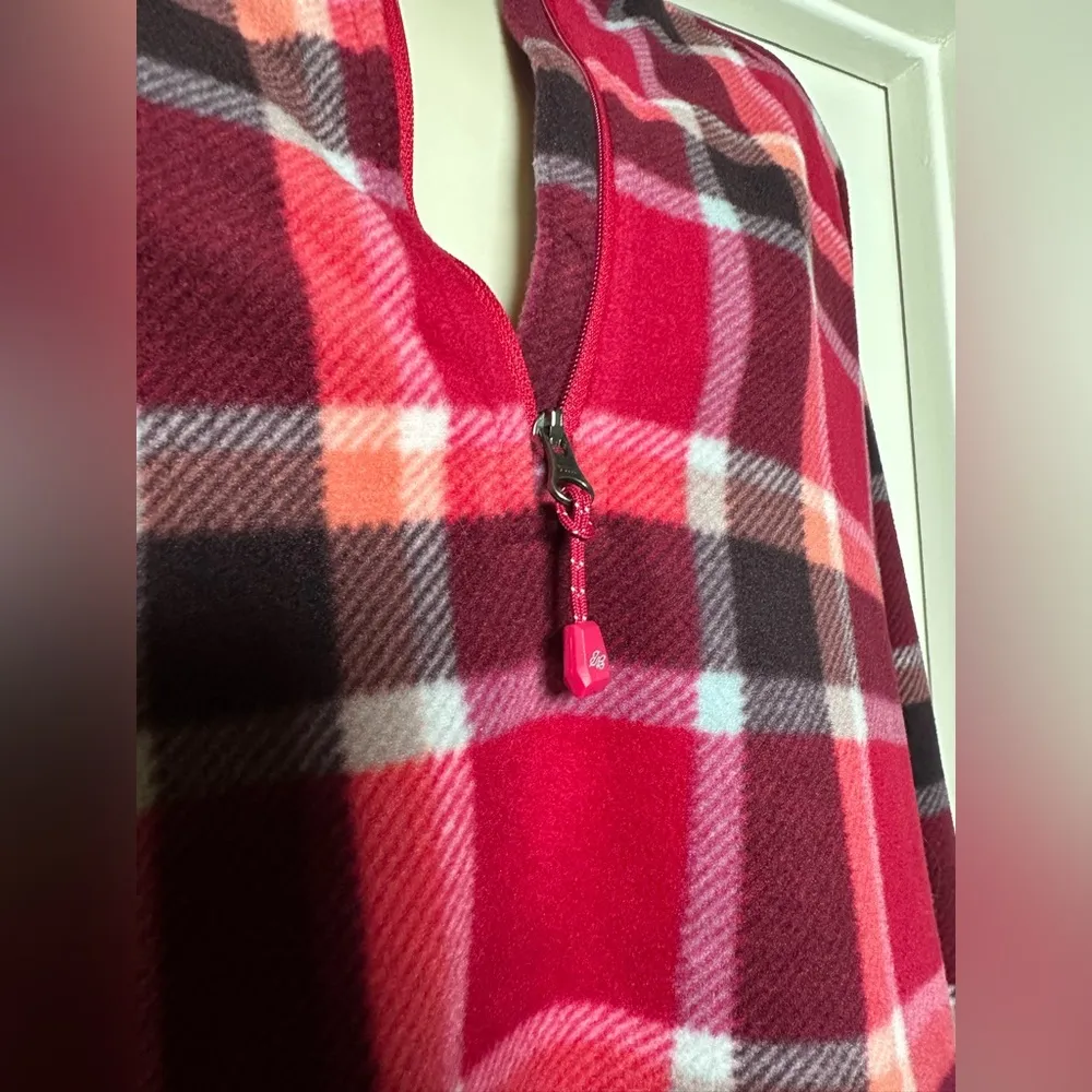Eddie Bauer Red Plaid Women’s Long Sleeve Quarter Zip Pullover Sweater Shirt LG - Image 5