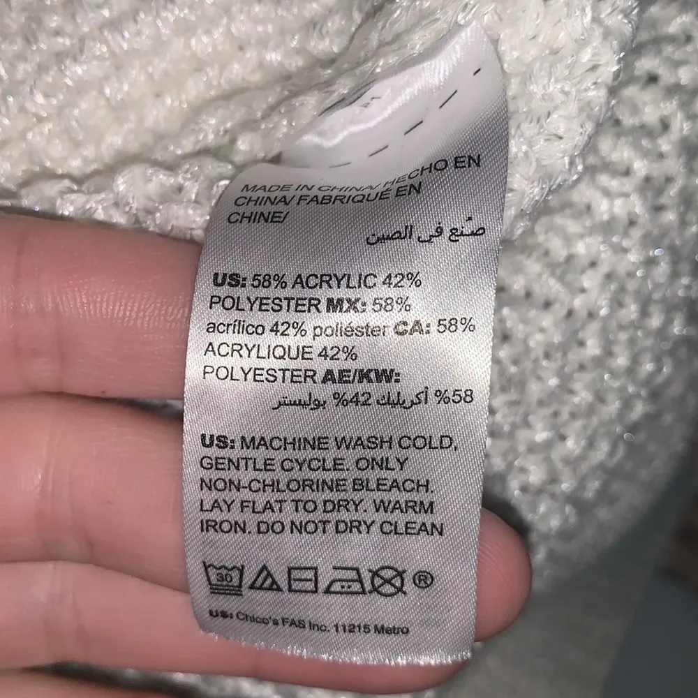 White House | Black Market  Metallic White Silver Knit Crewneck Sweater - Image 10