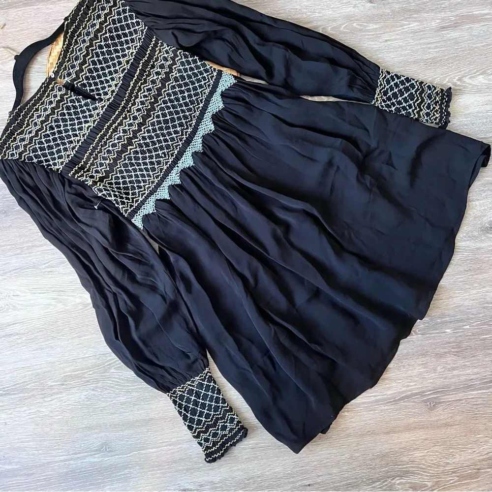 Free people embroidered‎ smoked balloon sleeve late night picnic dress - Image 6