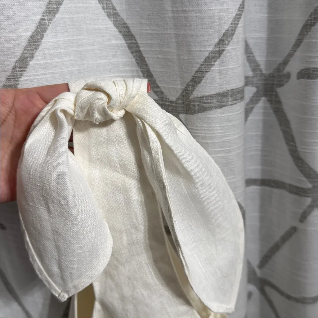 Zara Off-White Linen Crop Top with Bow - Image 7