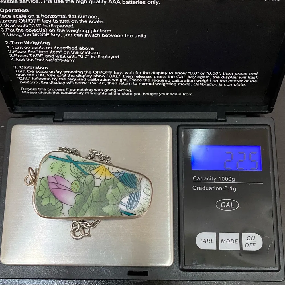 Vintage China Porcelain Pottery Shard Pendant Necklace - Image 4