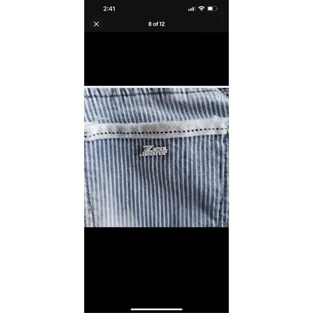ZCO Jeans Premium Blue Striped Denim Jean Shorts Distressed Junior Size 1 Cotton - Image 11