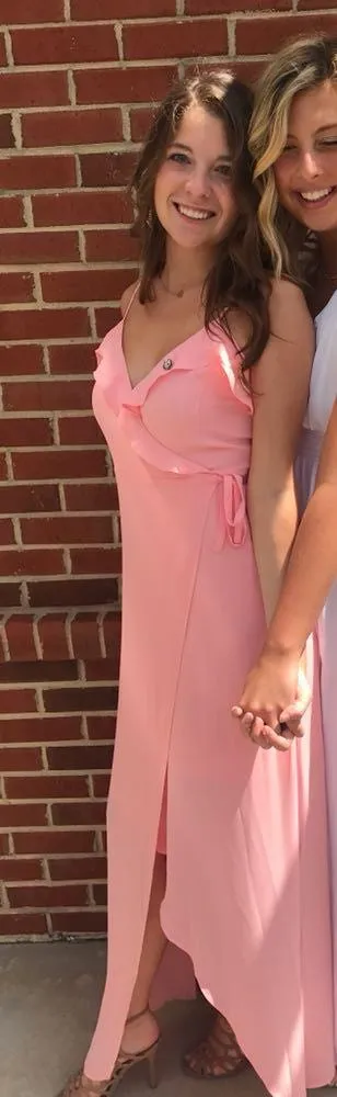 EXPRESS Light Pink Wrap Maxi Dress - Image 2