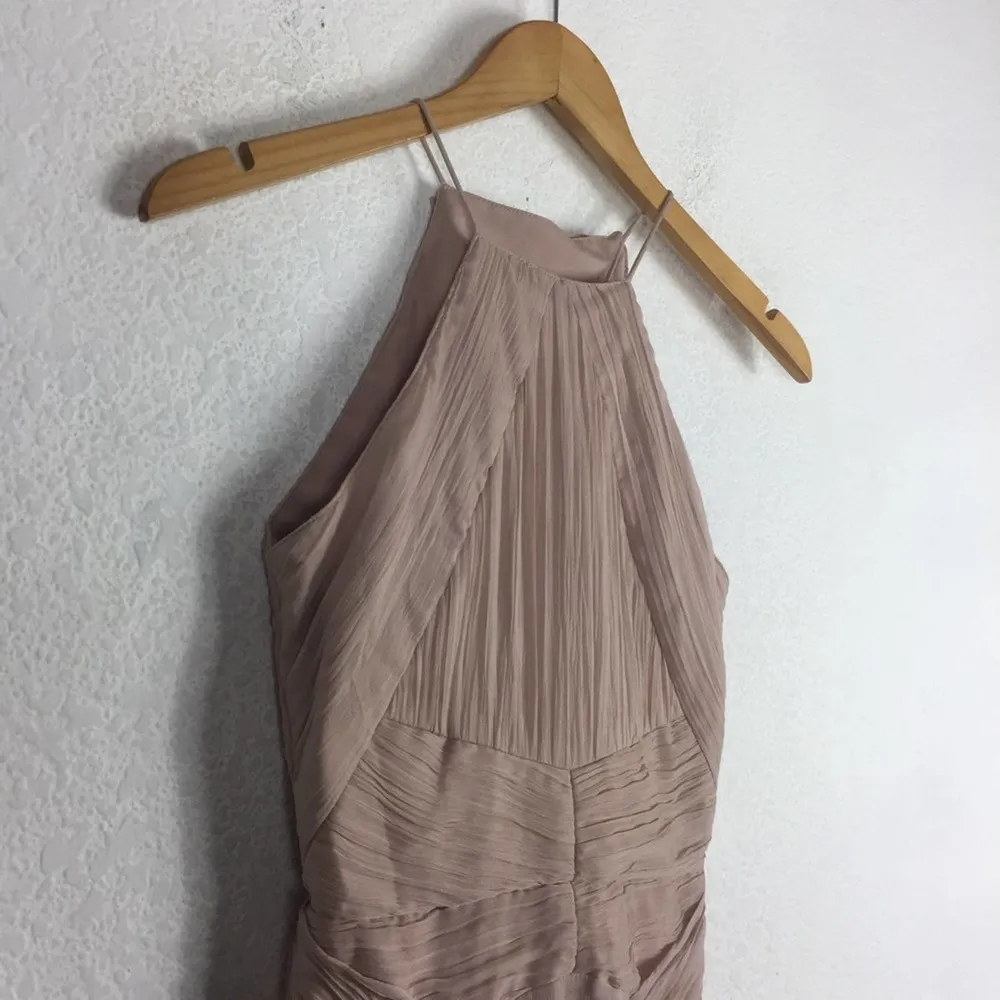 ASOS Design Bridesmaid Pink Blush Pinny Ruched Bodice Chiffon Maxi Dress Size 2 - Image 7