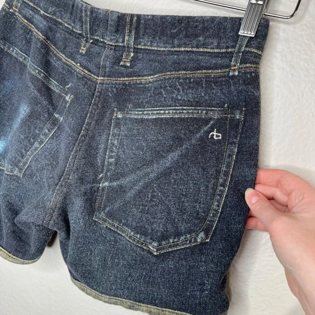 Rag & Bone Jean Denim Printed Boyfriend Terry Shorts XXS Japanese Cotton - Image 7