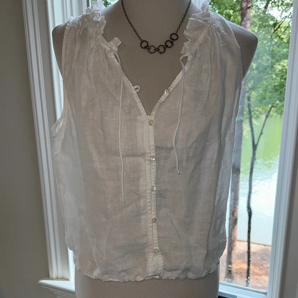 AYR White Linen Sleeveless Blouse, Medium, NWOT - Image 2