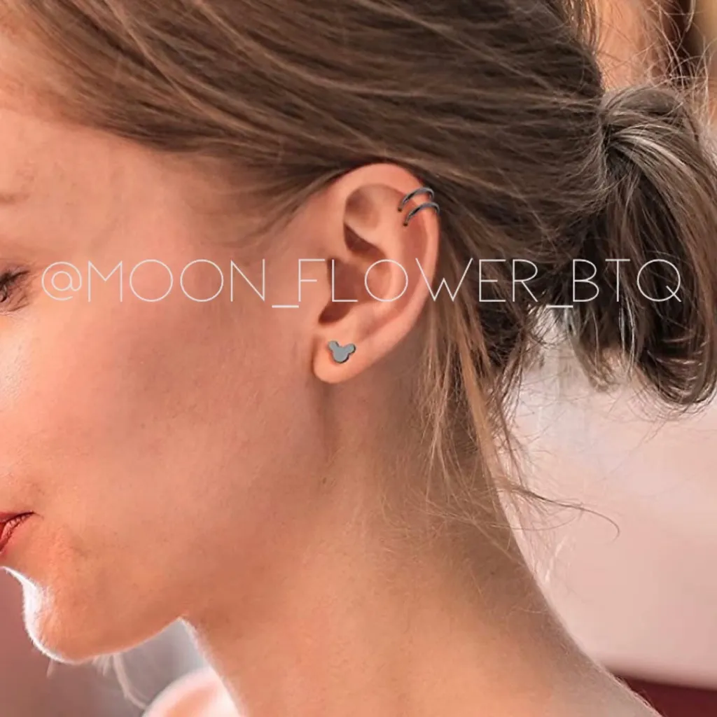 Black Endless Sleeper Hoop Earrings 12mm - Image 2