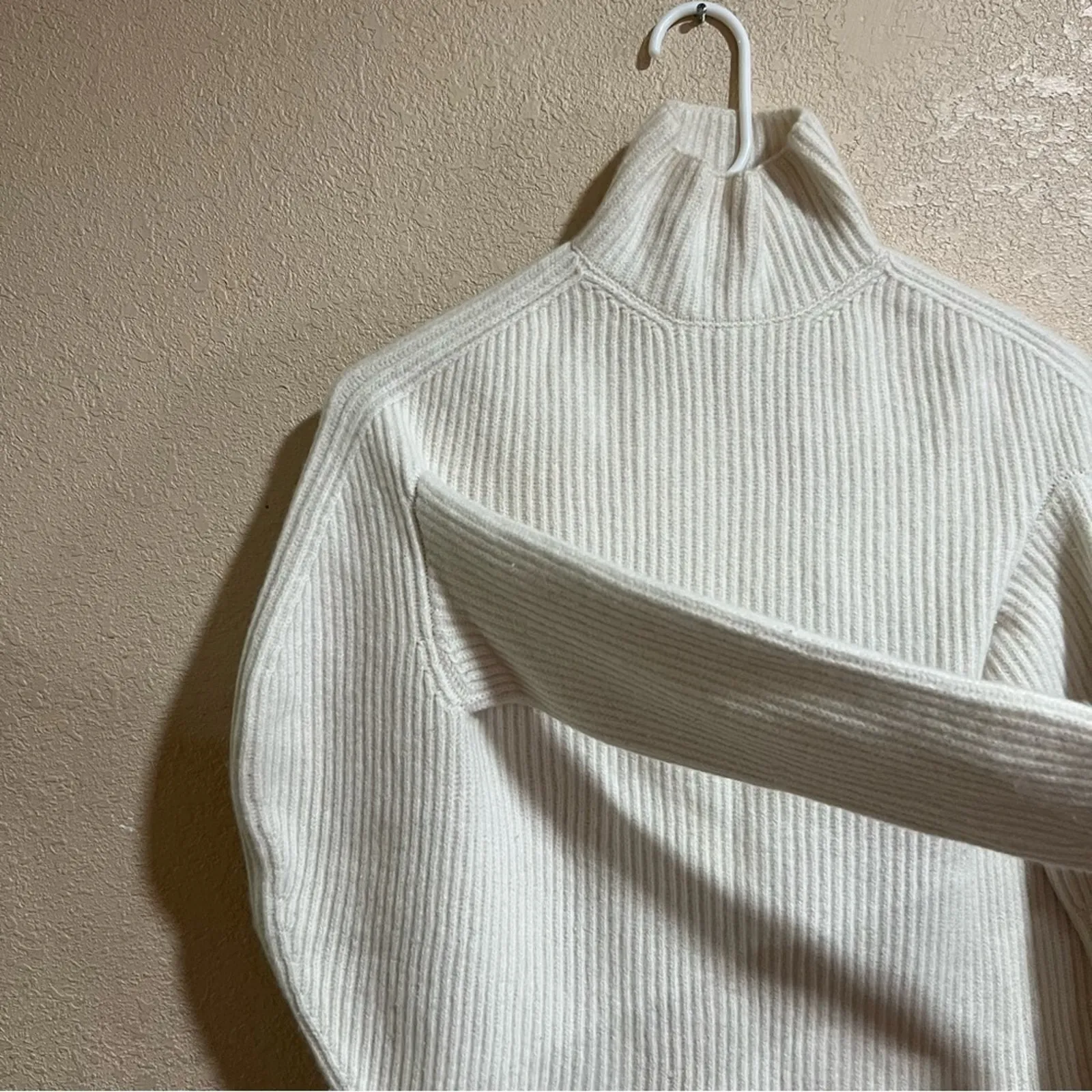 Nina Ricci Cream Ribbed Unique Wool Cashmere Turtleneck Sweater XSmall Size XS - Image 5