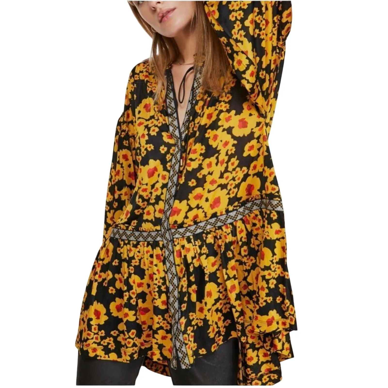 FREE PEOPLE Love Letter Tunic Top Mini Dress, Size Medium - Image 5