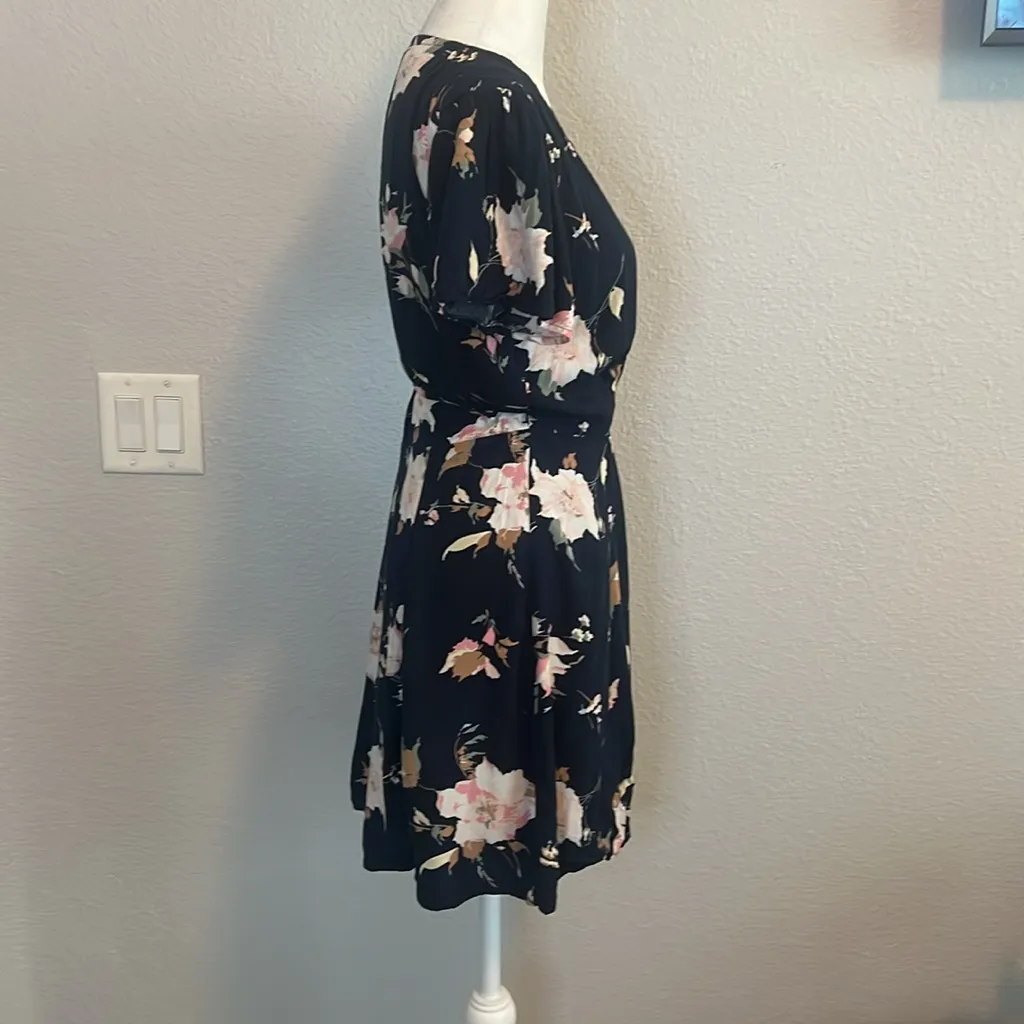 Abercrombie Floral Wrap Mini Dress Black Size Small - Image 3