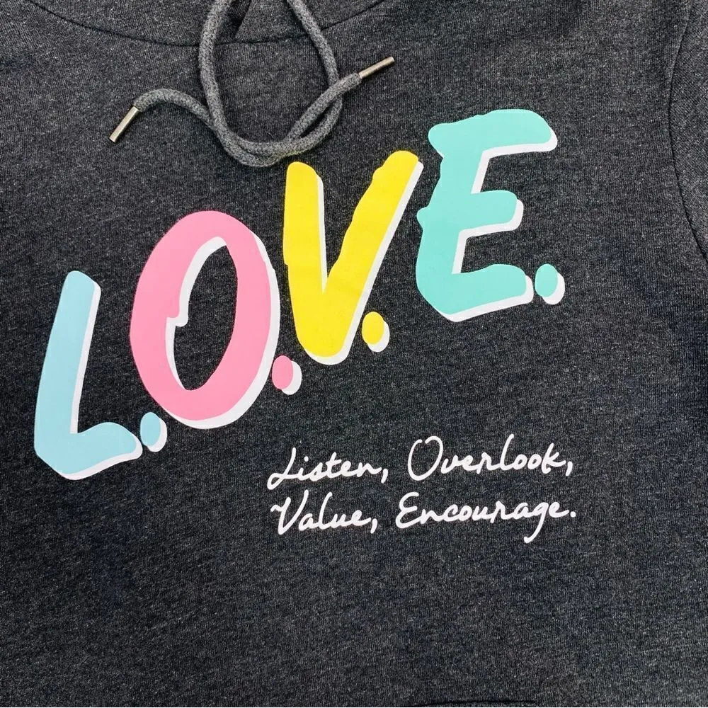 Aeropostale Aero One Love Pullover Hoodie Gray Multi Medium Unisex - Image 6