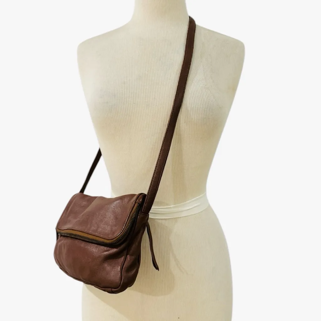 Agnes B. lamb leather Brown Crossbody Bag - Image 3