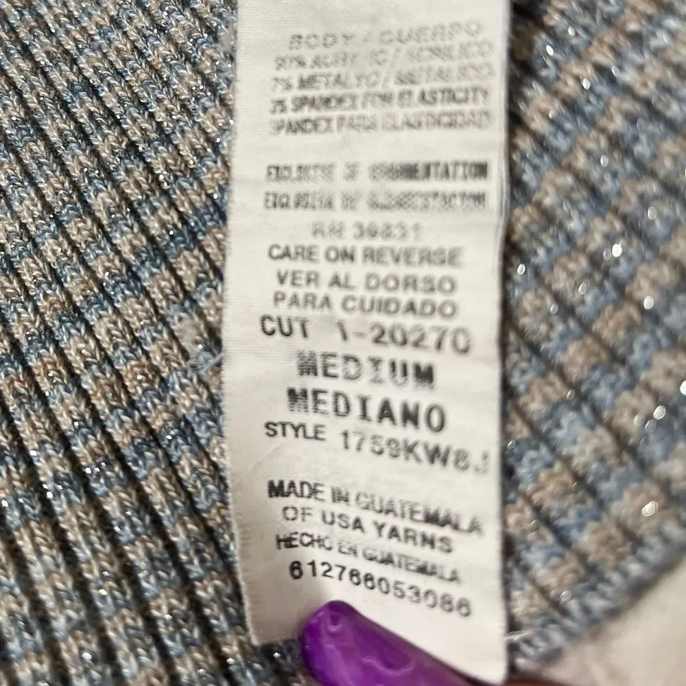 My Michelle Gray Striped Chevron Knit Off‎ Shoulder Blouse 3/4 Sleeve Size M - Image 12