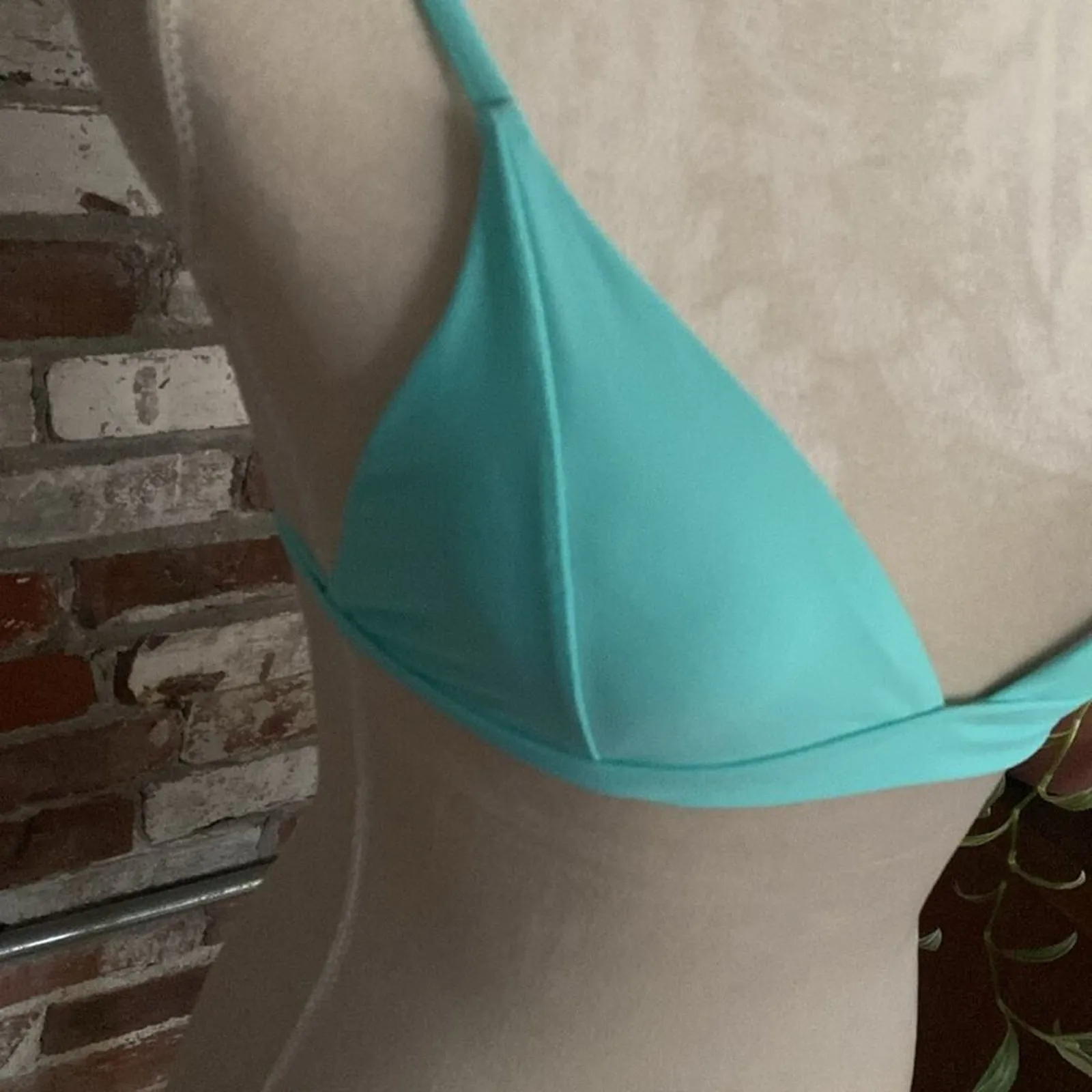 Light Blue V Neck Padded Bikini Top Size XS - Image 2