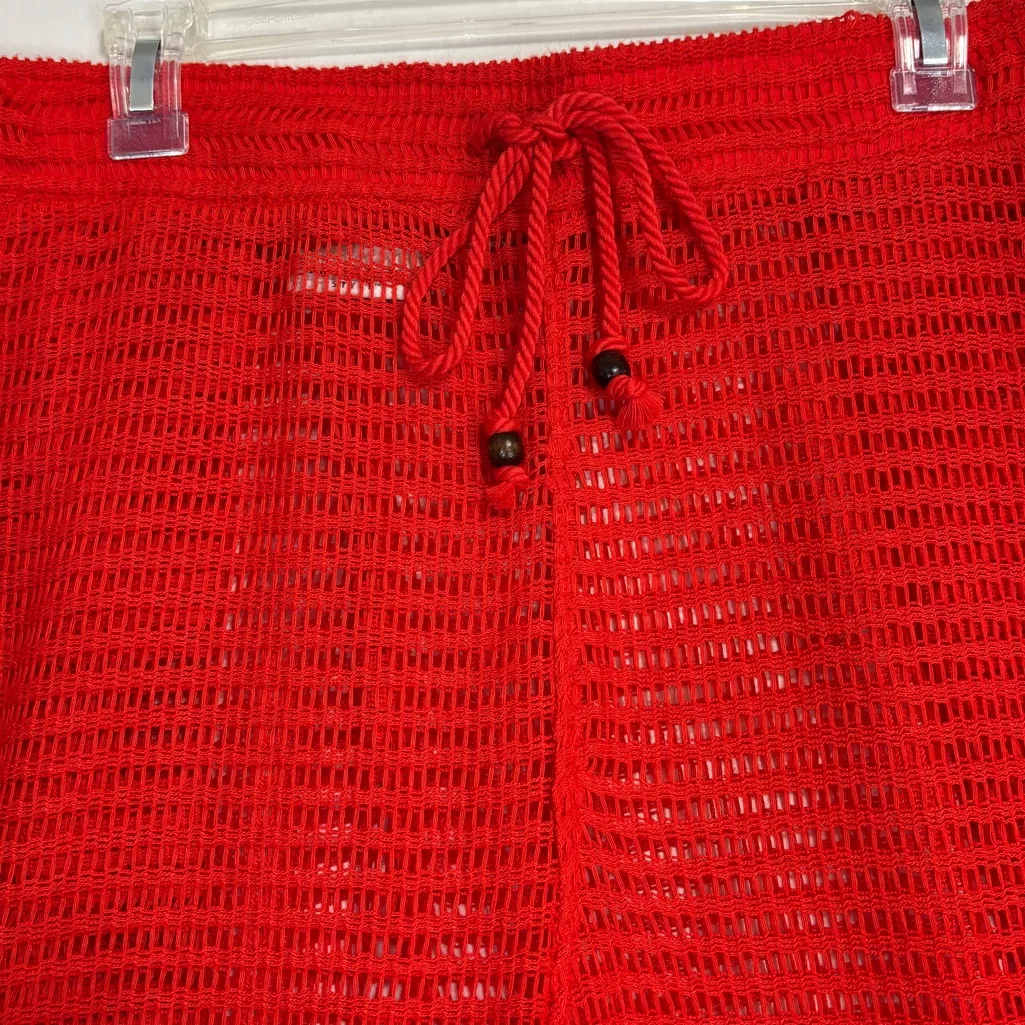 Haute Hippie Pants Womens L Red Open Knit Wide Leg Cover Up Boho Festival Beach - Image 3