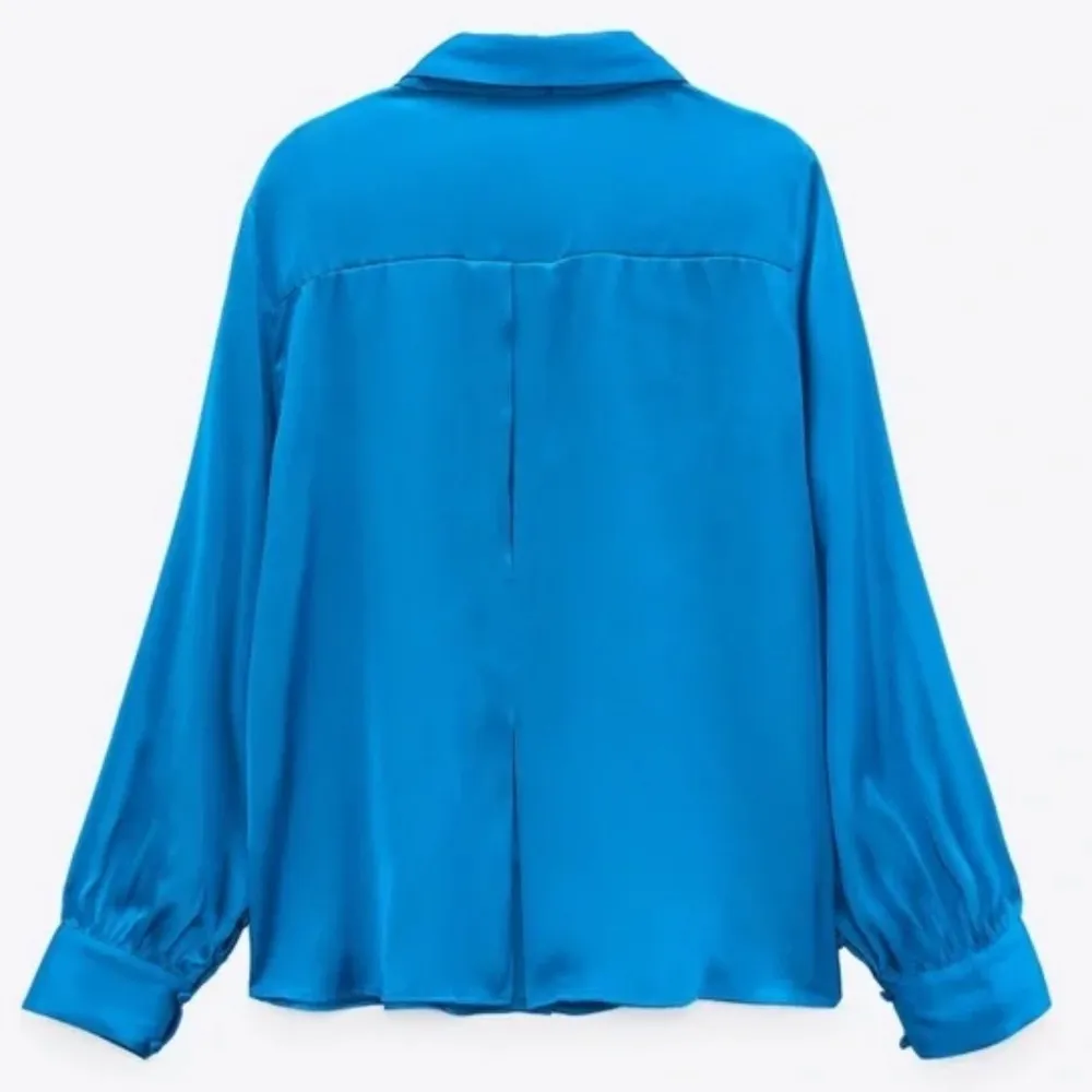 Zara satin effect tie collar shirt - Image 7
