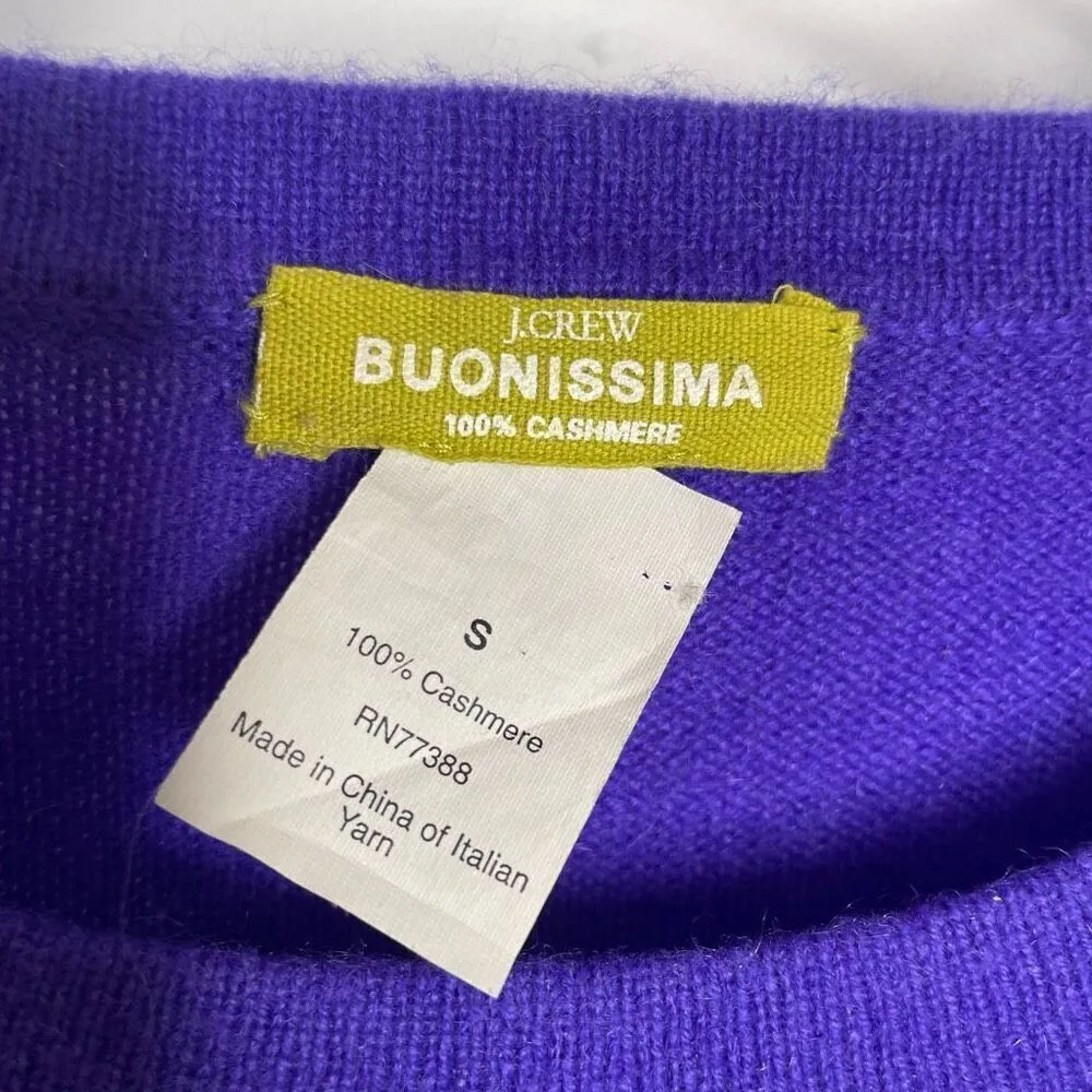 J‎ Crew 100% Cashmere Buonissima Crewneck Sweater Purple Royal S Small - Image 3