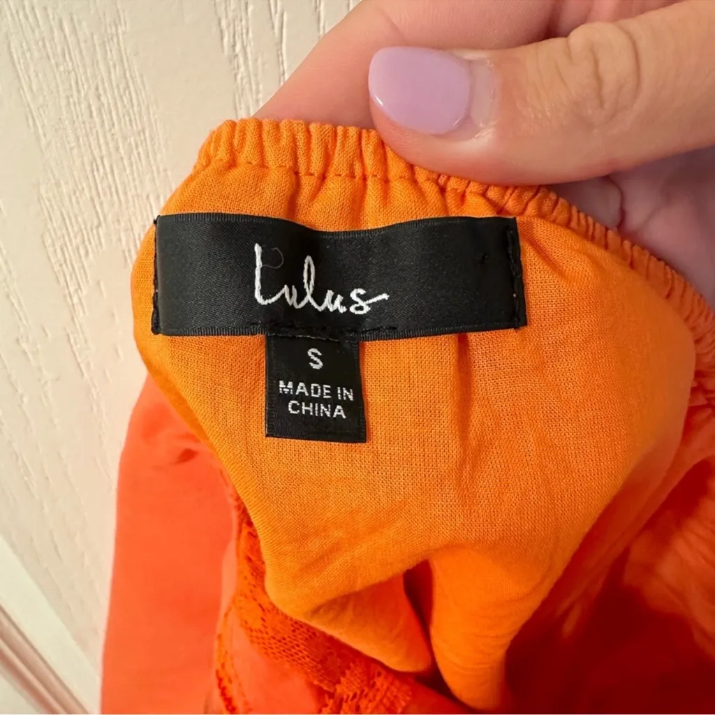 Lulu's Vibrant Orange Backless Dress Small - Image 3