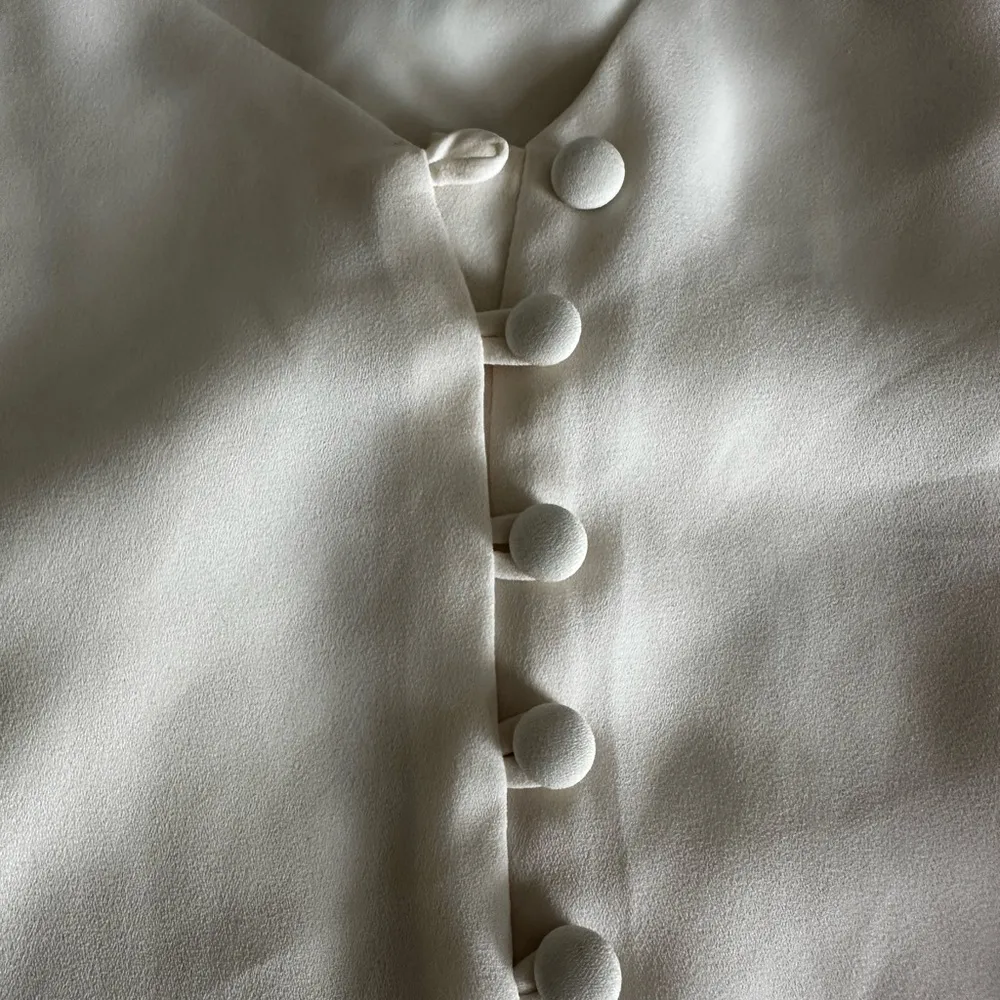 Loft Women’s  Small Flowy Chiffon White Spaghetti Strap Halter Blouse - Image 5