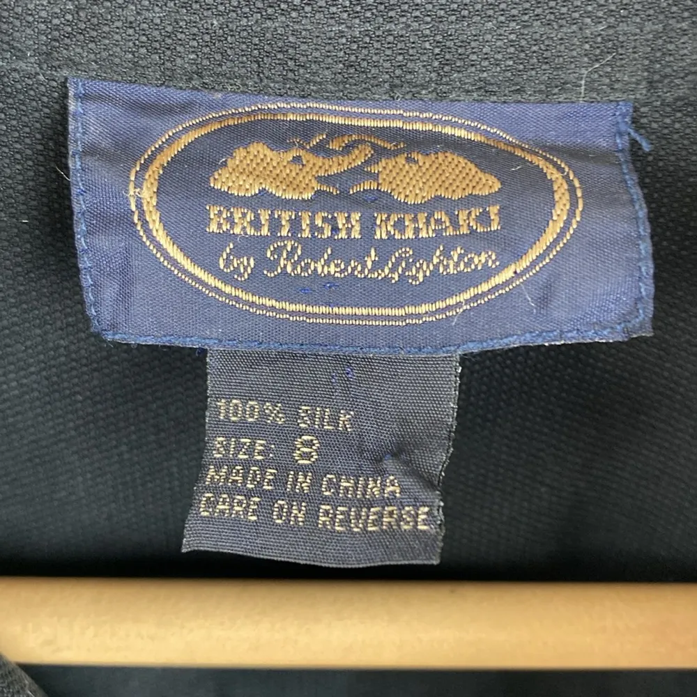 British Khaki 100% Silk Long Sleeve Button Up Fitted Blouse Top 8 - Image 4