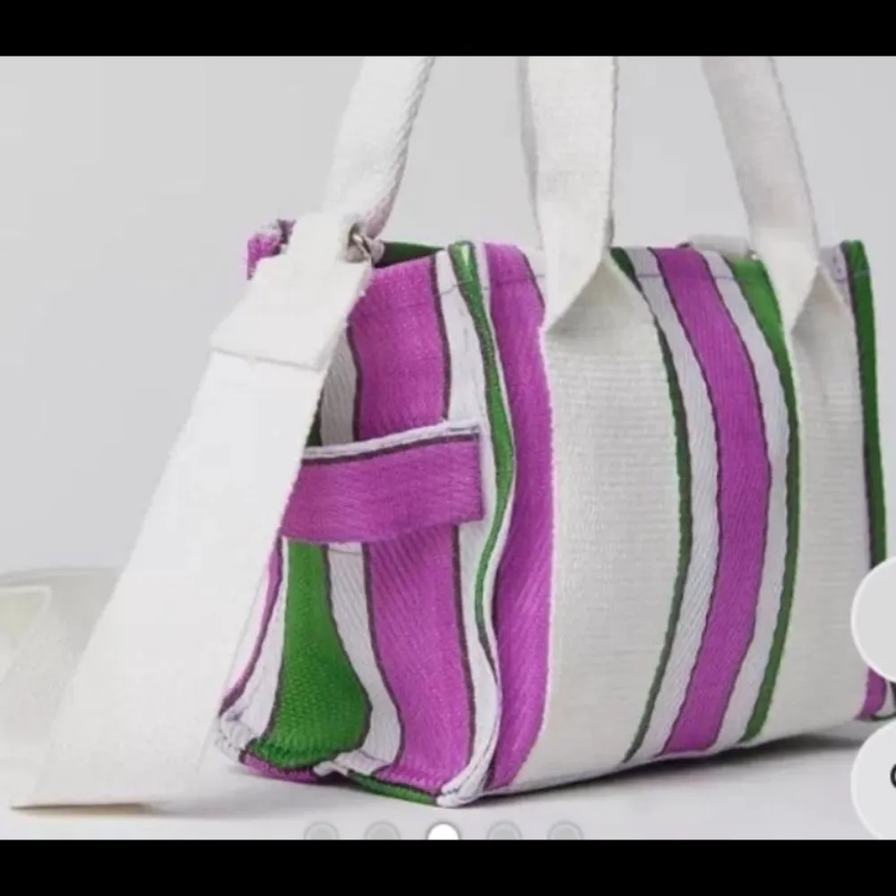 Urban Outfitters Pink and Green Mini Bag with Stripes - Image 2