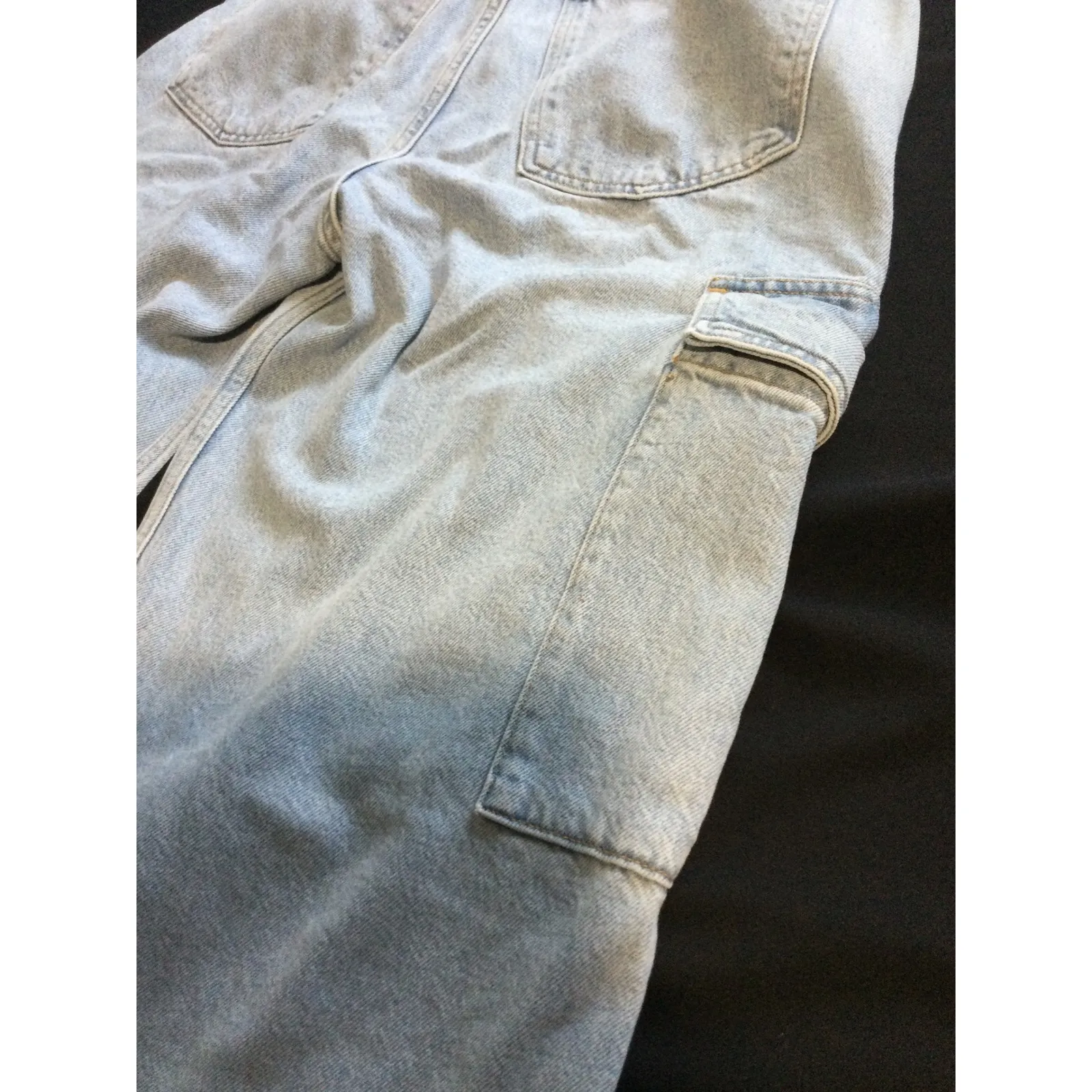 Windsor Light Wash Wide Leg Cargo Jeans High Waist Denim Utility P size‎ XS - Image 4