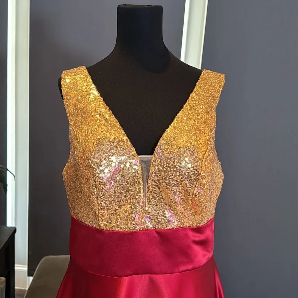Women’s Gold Sequined Bodice V - Image 2