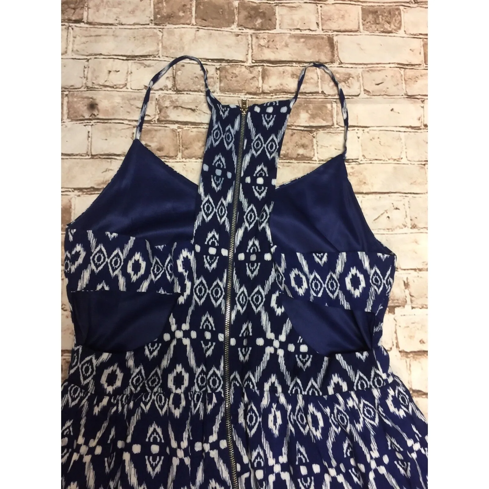 EVERLY Navy‎ Blue White Sun Dress Halter Back Medium M Sleeveless - Image 6