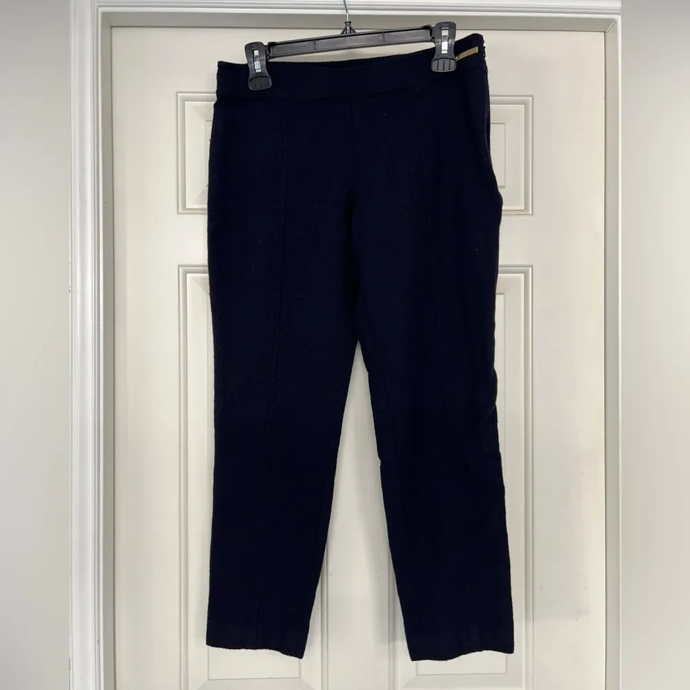 Tory Burch Navy Wool Dress Pants Side Zip Unlined‎ - Image 2