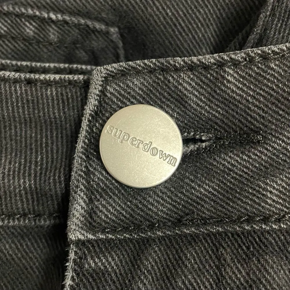 Superdown x Revolve Straight Leg Rigid Jeans Aged Black Wash Women’s Size 27 | 4 - Image 8