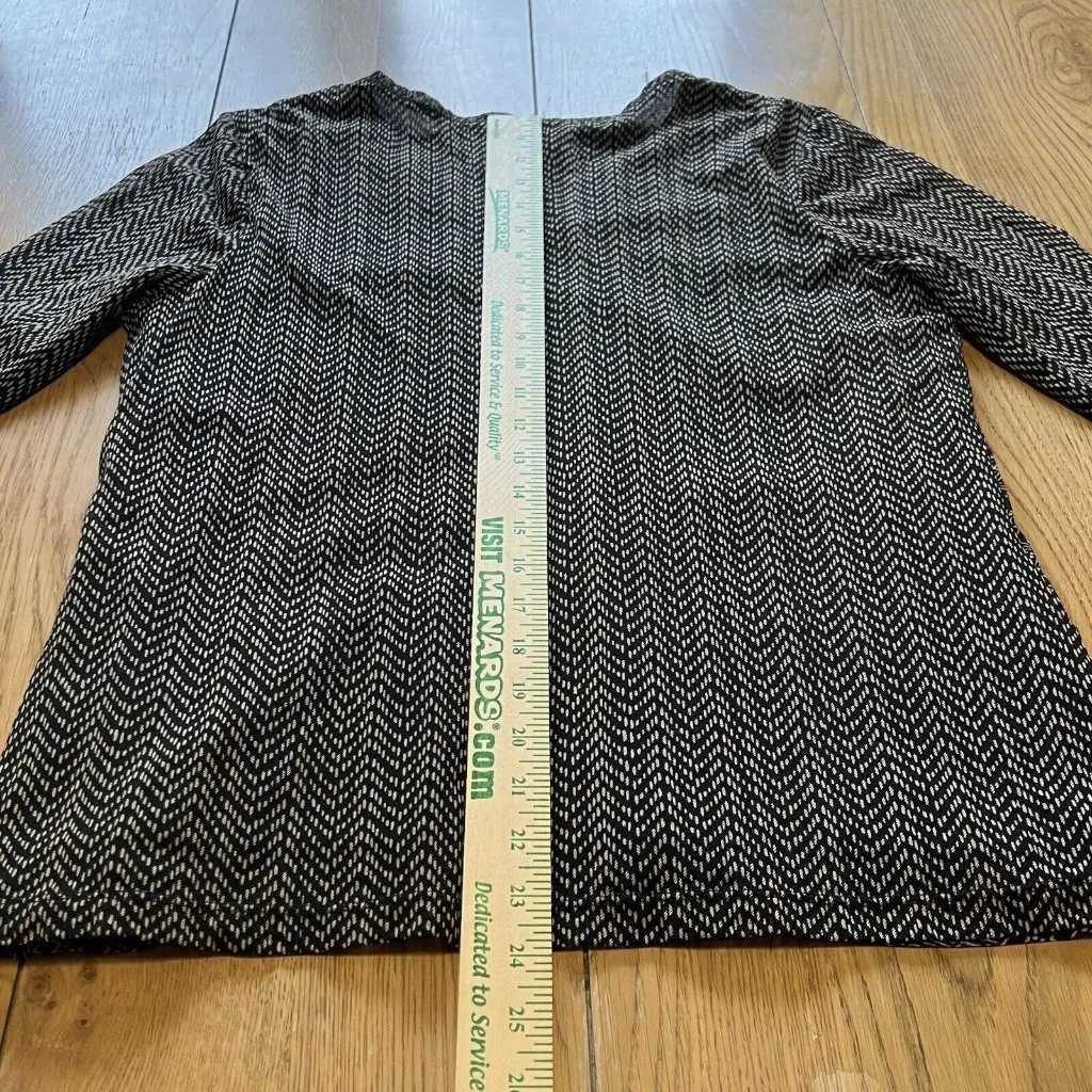 Chico's Black & Brown Shirt Sheer Sleeves Size 2‎ Business Casual Cottage Office - Image 4