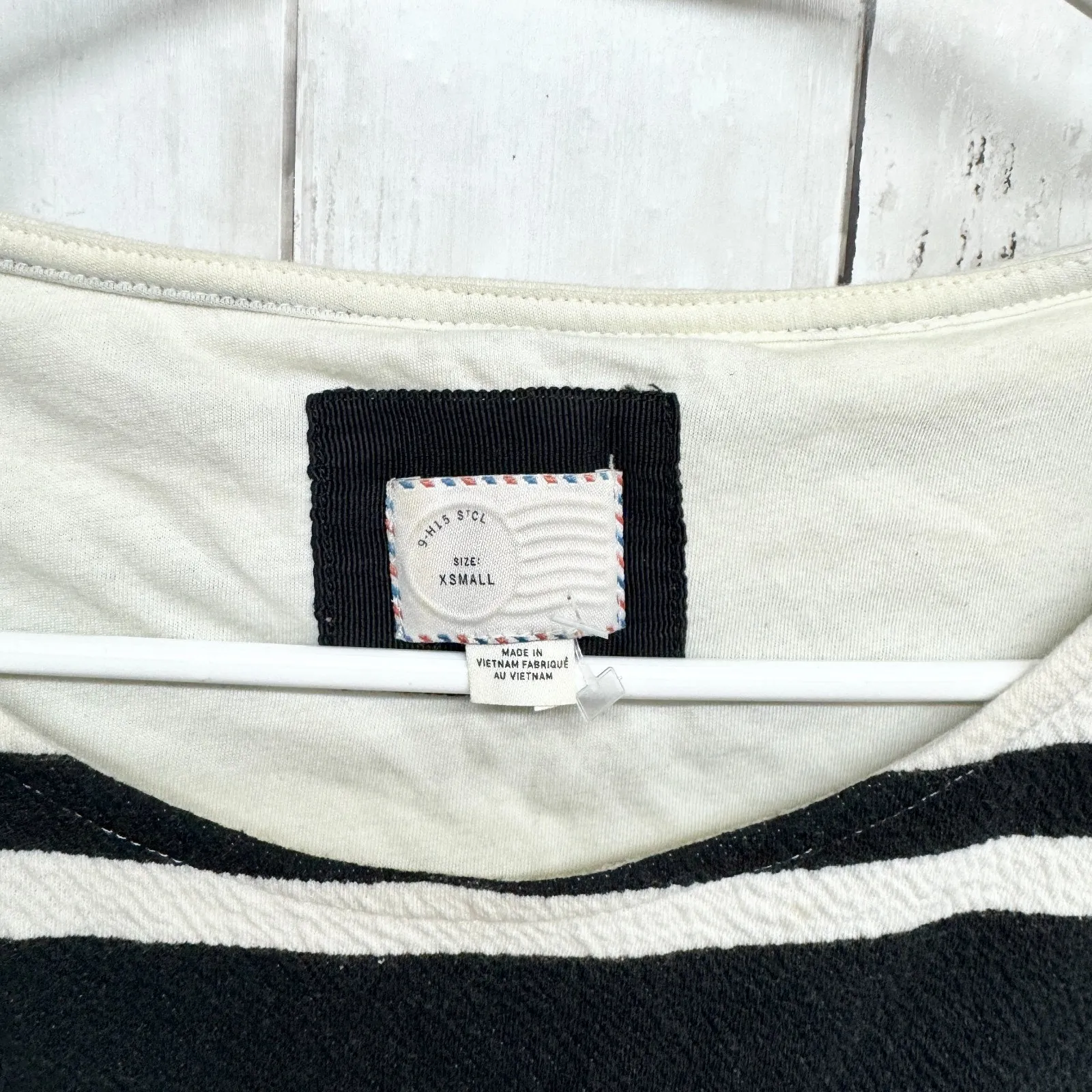 Anthropologie Top Women Size XS Black White Stripe Sleeveless Peplum Y2K Blouse - Image 2