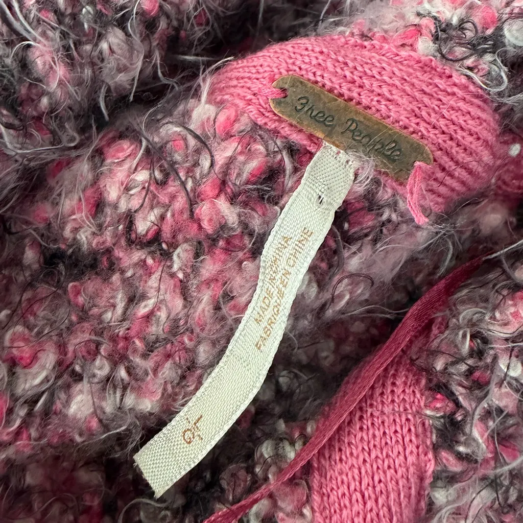 FREE PEOPLE Stellar Confetti Faux Fur Shaggy Oversized Crew Neck Sweater Sz L - Image 6