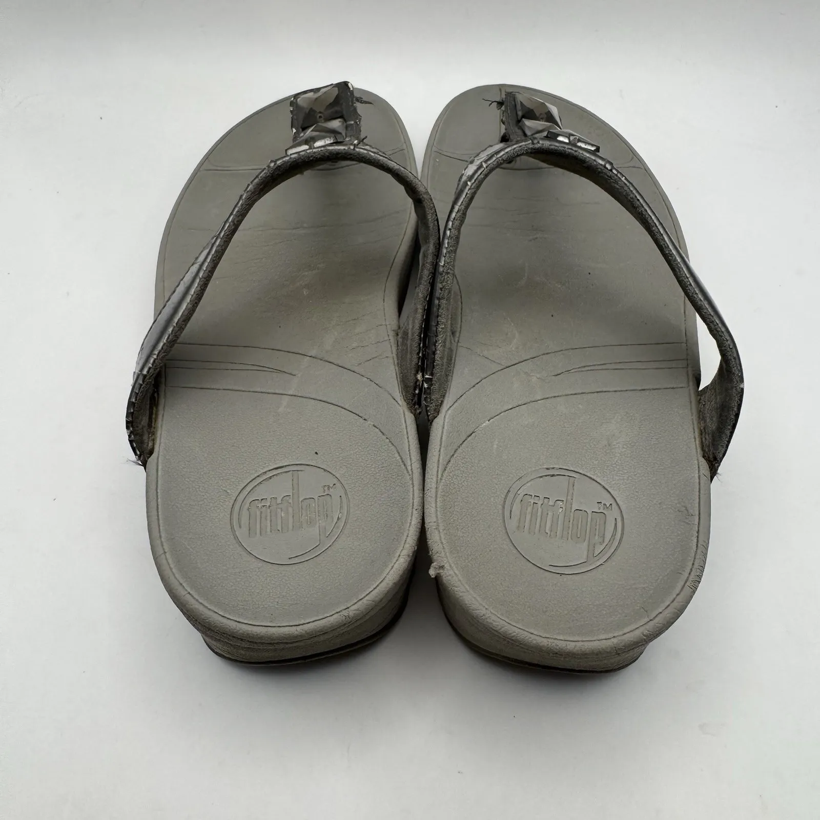 Women FITFLOPS Pietra #051 054 Gray Thong Wedge Sandals Size 10 - Image 5