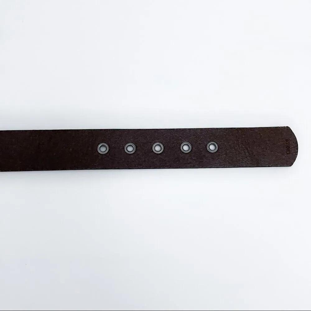 Leather Belt Brown with Brushed Silver Studs - Image 7