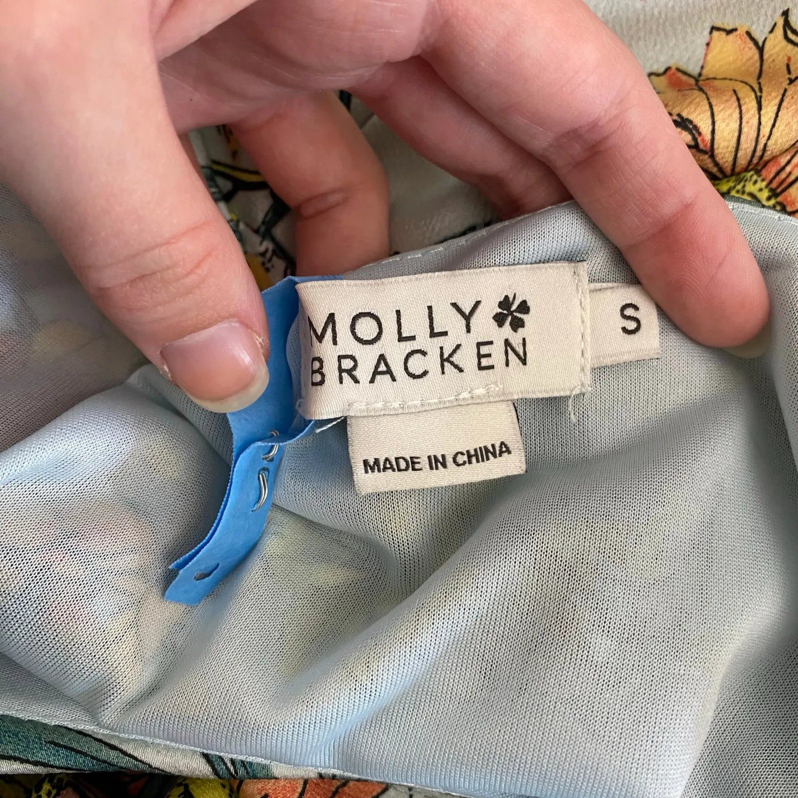 Molly Bracken Women’s Floral Print Ruffle Collar Mini Dress Size Small Spring - Image 2