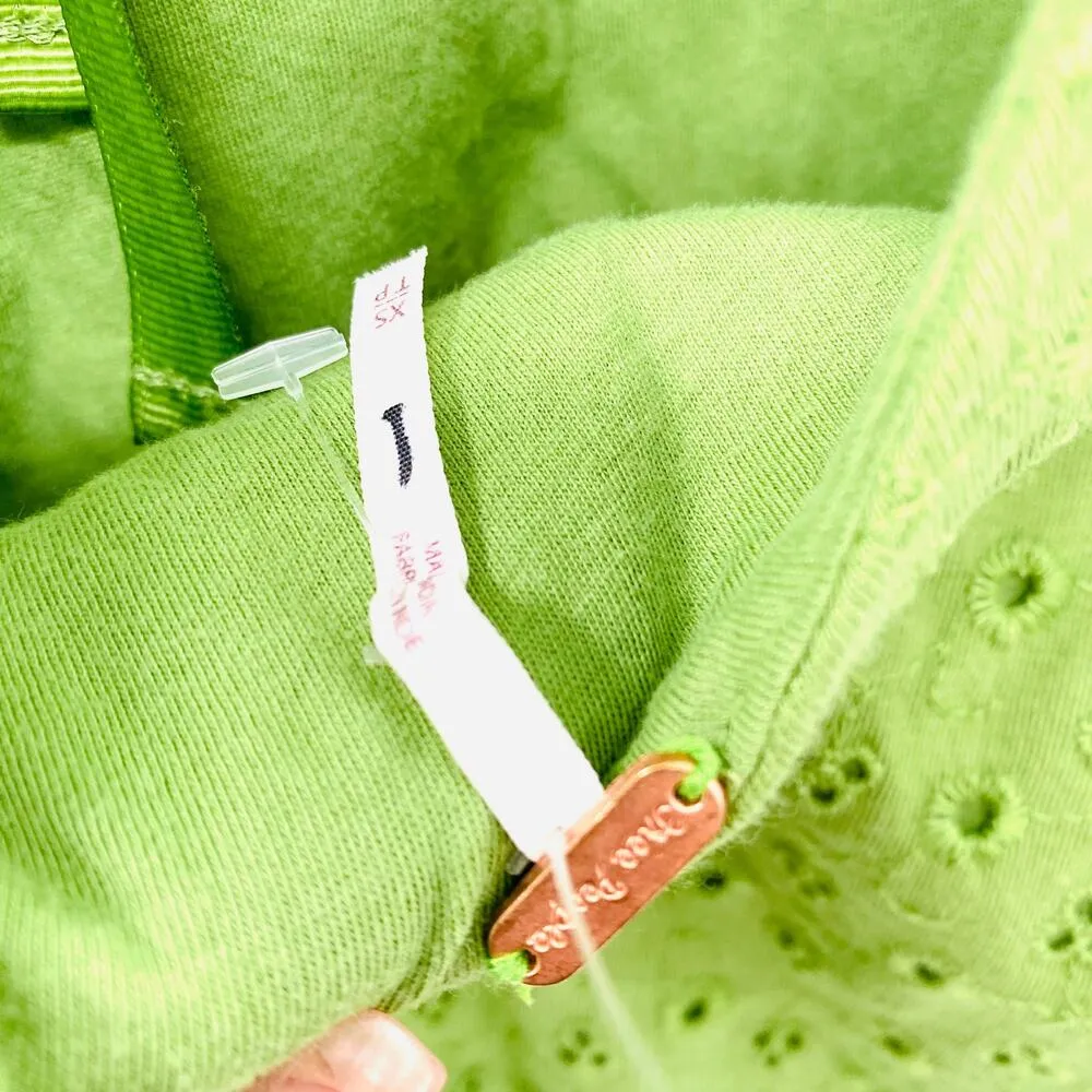 NEW Free People Apricot Eyelet Green Puff Sleeve Open Tie Back Mini Dress XS - Image 4