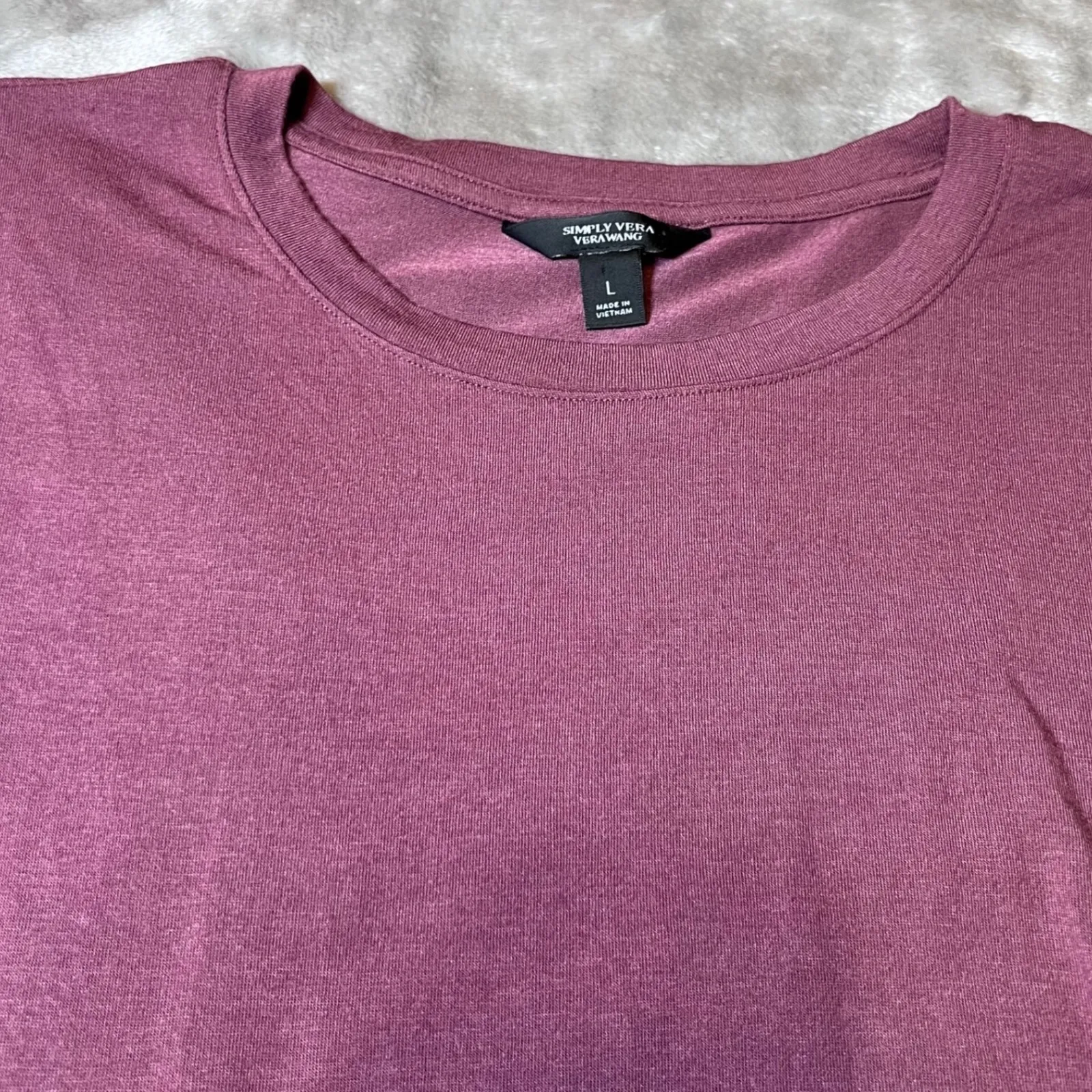 Simply Vera Vera Wang Shirt Women Large Mauve Tunic Top Knot Short Sleeve Casual - Image 7