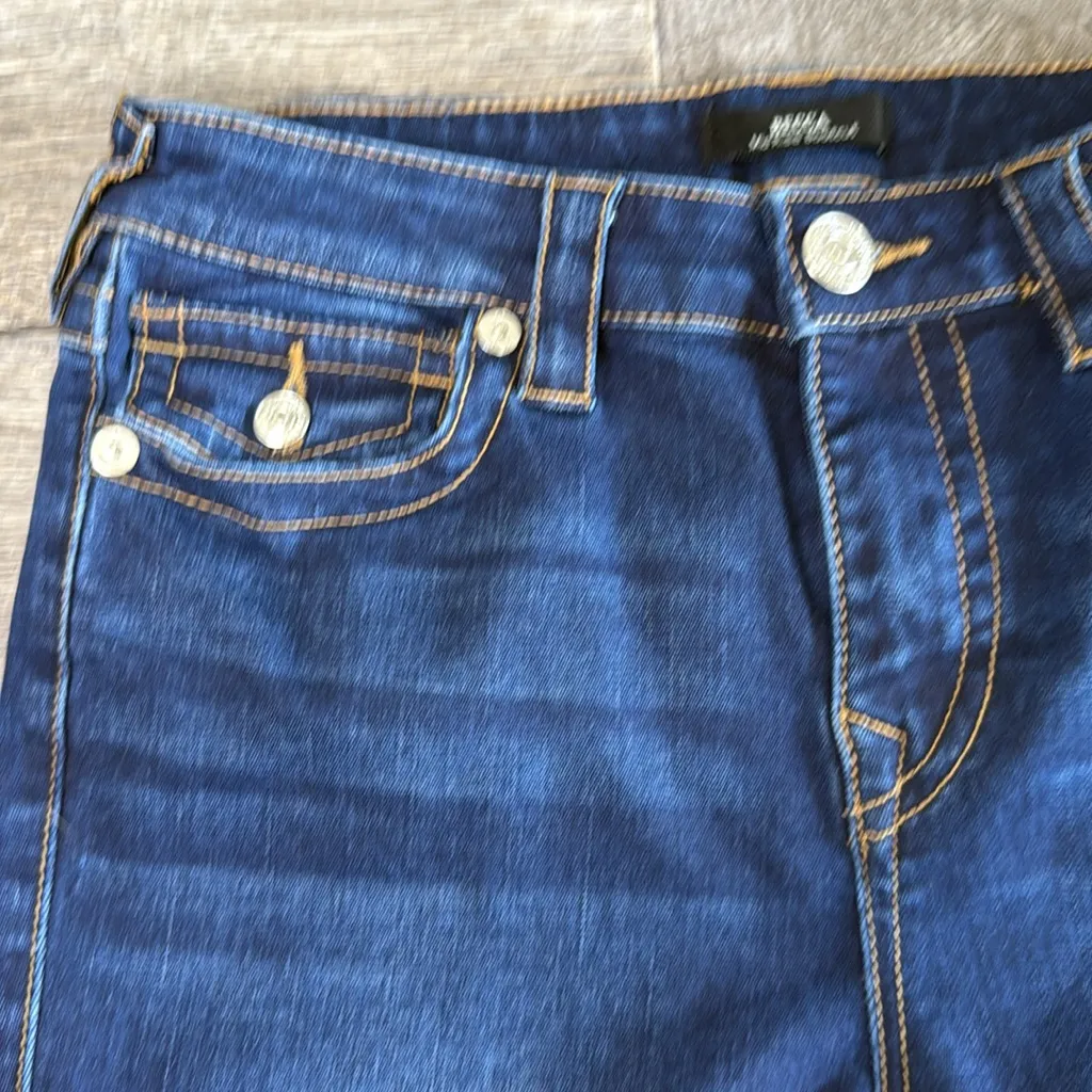 True Religion Becca Mid Rise Dark Blue Boot Cut Jeans - Image 4