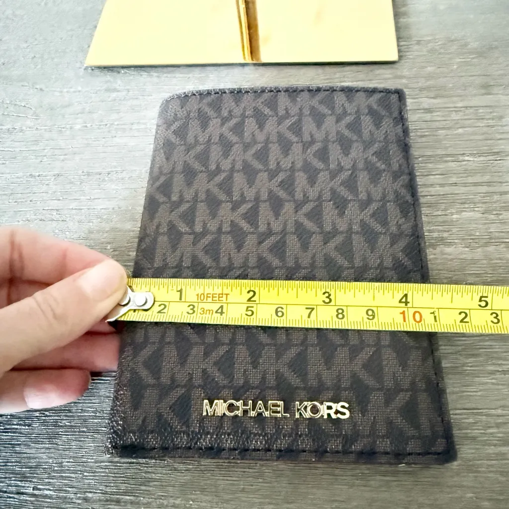 Michael Kors Jet Set Travel Passport Wallet in Brown MK Logo - Image 5