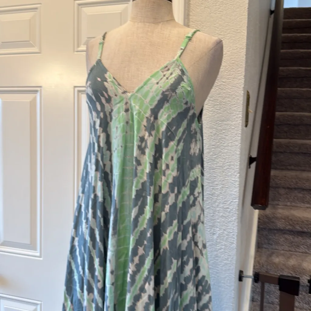 Daisy Island scarf hem tie dye midi dress Blue - Image 11