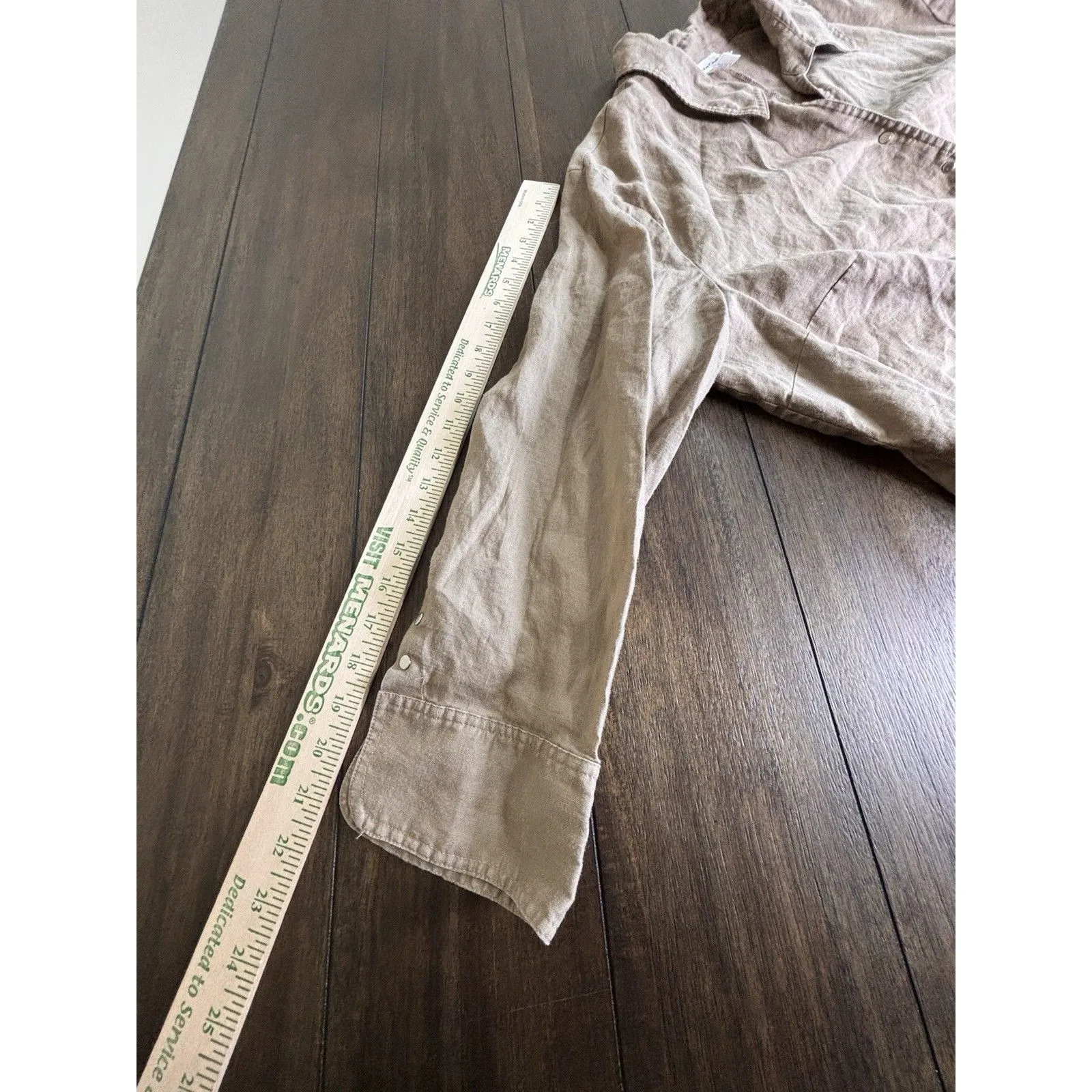 Coldwater Creek Blouse 3X Snap Front Shirt 100% Ramie Mocha Brown - Image 9