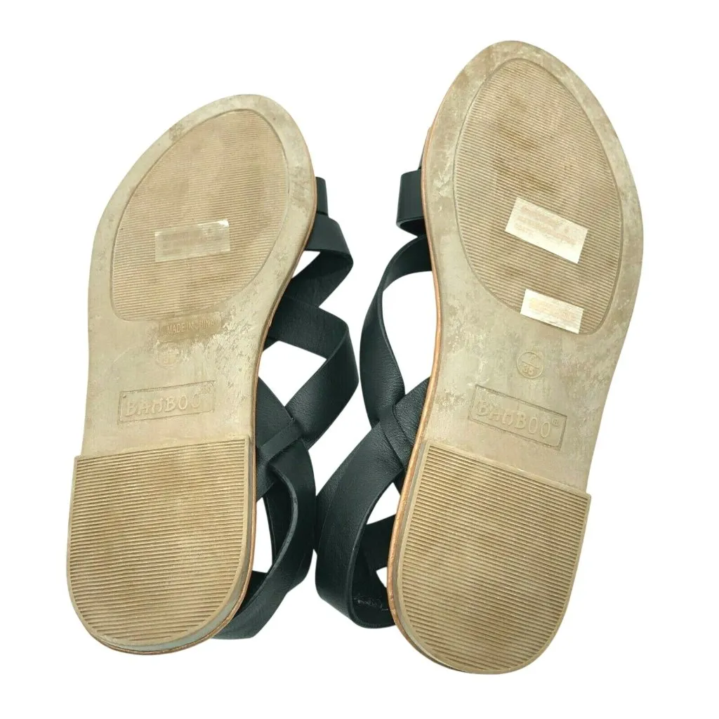 Bamboo Womens Sandals Strappy Ankle Strap Faux Leather Black Size 6 - Image 4